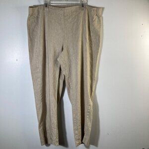 Womens J Jill Linen Stretch‎ Ankle Pants Tan L Linen Viscose Spandex